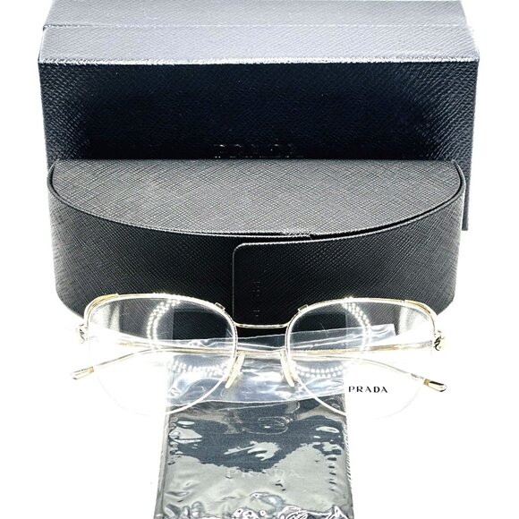 NEW PRADA VPR 60U ZVN-1O1 Polished Gold Cat Eye Eyeglasses 53mm 19 140 - Picture 9 of 9